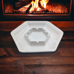 Haeger 9" White Hexagon Ashtray Vintage MCM Mid Century Cigar USA